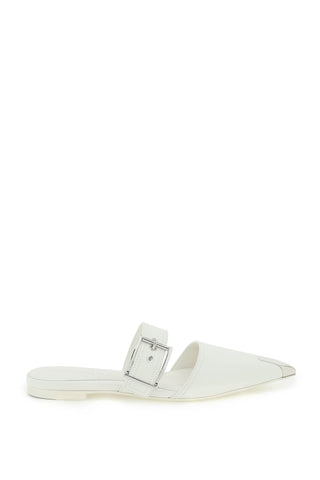 Alexander mcqueen 'punk' flat mules 733188 WHSWD NEW IVORY SILVER