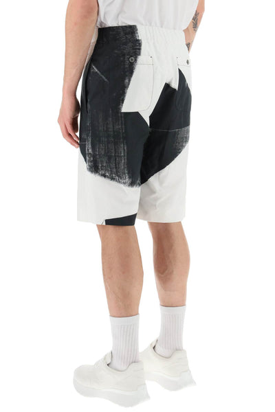 Alexander mcqueen brushstroke shorts 735194 QUO84 BLACK WHITE