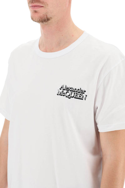 Alexander mcqueen logo embroidered t-shirt 735284 QUX90 WHITE
