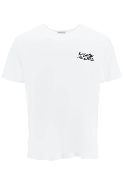 Alexander mcqueen logo embroidered t-shirt 735284 QUX90 WHITE