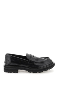 Alexander mcqueen brushed leather penny loafers 736513 WIC60 BLACK