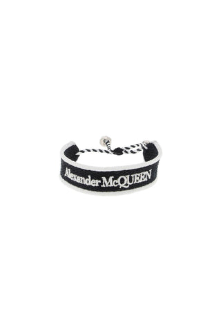 Alexander mcqueen embroidered bracelet 749692 1AAN1 BLACK WHITE