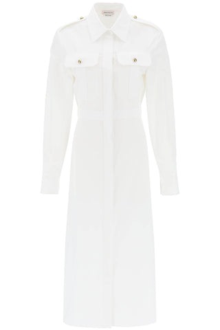 Alexander mcqueen 府綢襯衫式洋裝 754611 QAABC OPTICAL WHITE