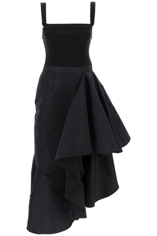 Alexander mcqueen asymmetric dress with maxi flounce 754939 QLABX BLACK