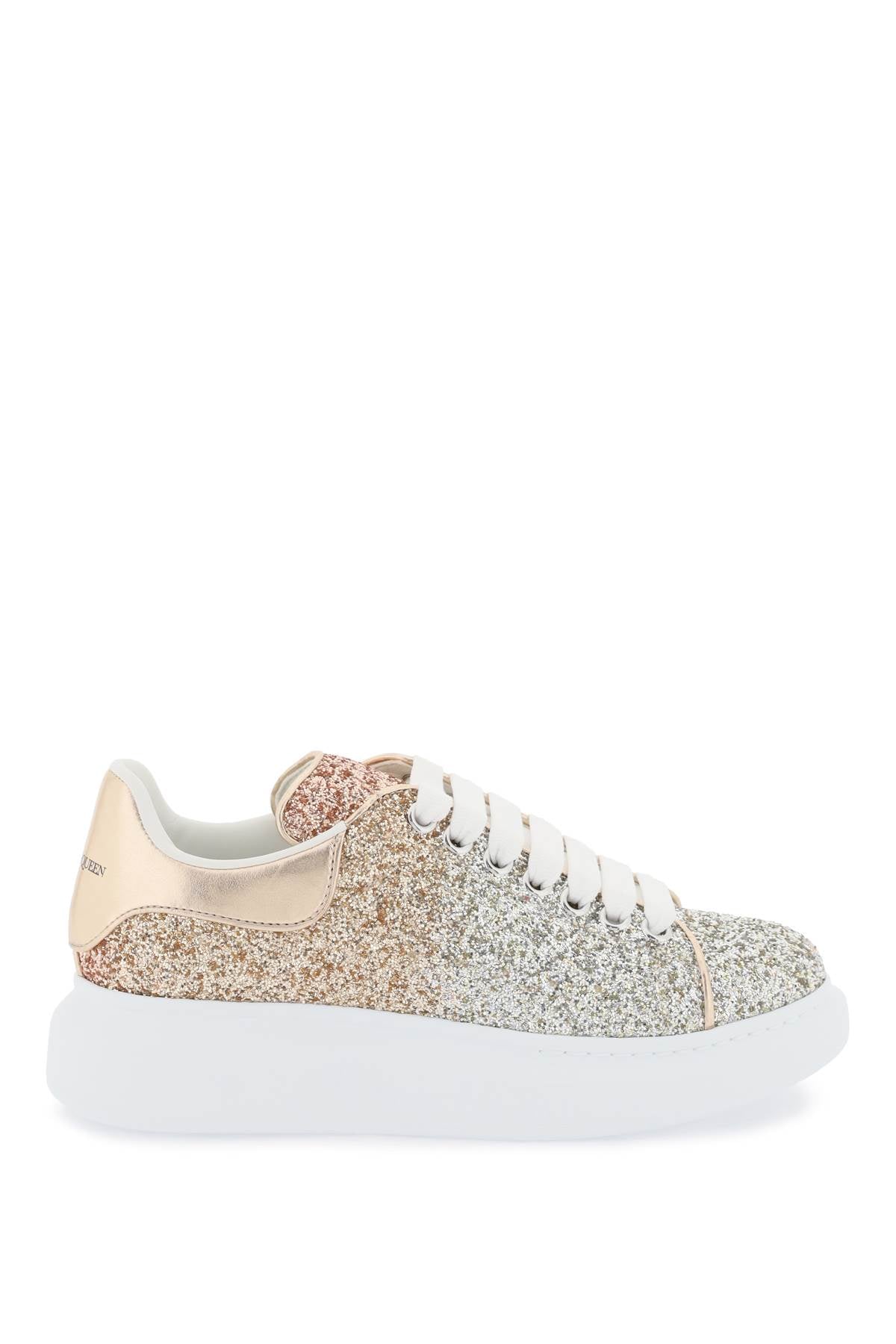 Alexander mcqueen 'oversize' sneakers with glitter 755624 W4WR1 ROSE GLOD TAUPE