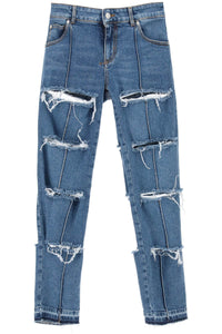 Alexander mcqueen slim fit slashed jeans 757137 QMACH BLUE STONE WASH