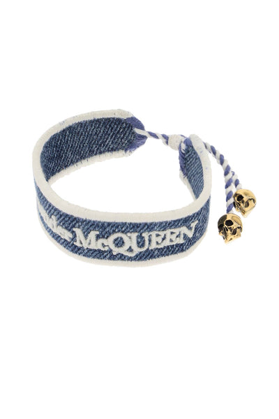 Alexander mcqueen embroidered bracelet 757439 1AAN1 BLU DENIM