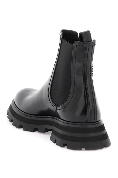 Alexander mcqueen shiny leather chelsea boots 757487 WIDU1 BLACK