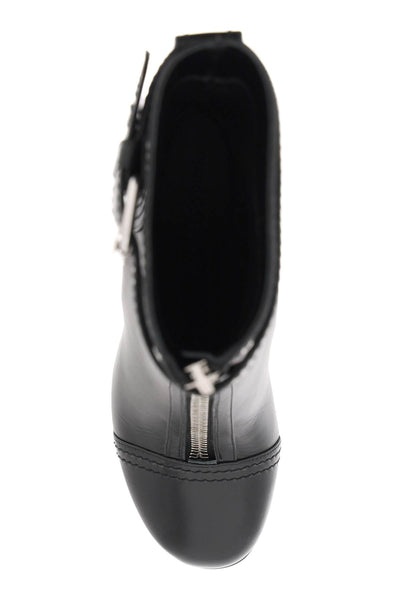 Alexander mcqueen leather ankle boots with buckle 757505 WIDR3 BLACK SILVER