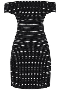 Alexander mcqueen mini dress in two-tone knit 758549 Q1A6P BLACK WHITE