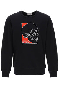 Alexander mcqueen crew-neck sweatshirt with skull embroidery 759152 QVX75 BLACK