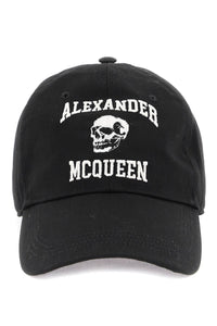 Alexander mcqueen embroidered logo baseball cap 759450 4105Q BLACK IVORY