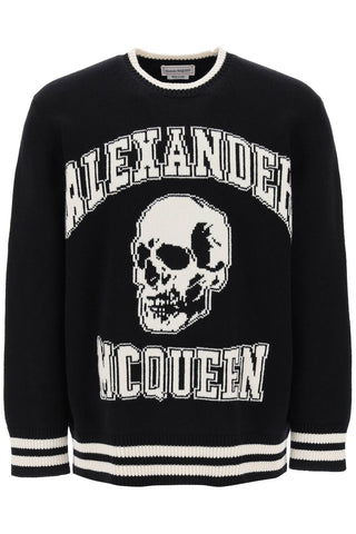 Alexander mcqueen 骷髏圖案校隊毛衣 760760 Q1XII 黑色象牙色