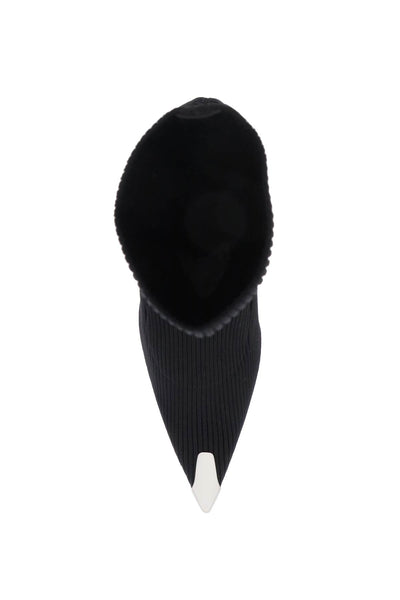 Alexander mcqueen knit slash ankle boots 768095 W4X81 BLACK BLACK SILVER