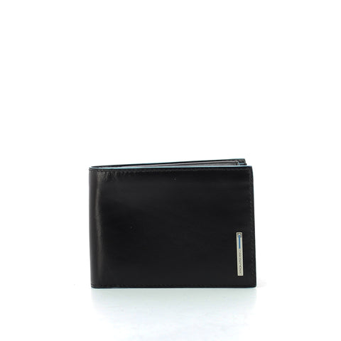Piquadro - Wallet with coin pouch Blue Square - PU1392B2R - NERO