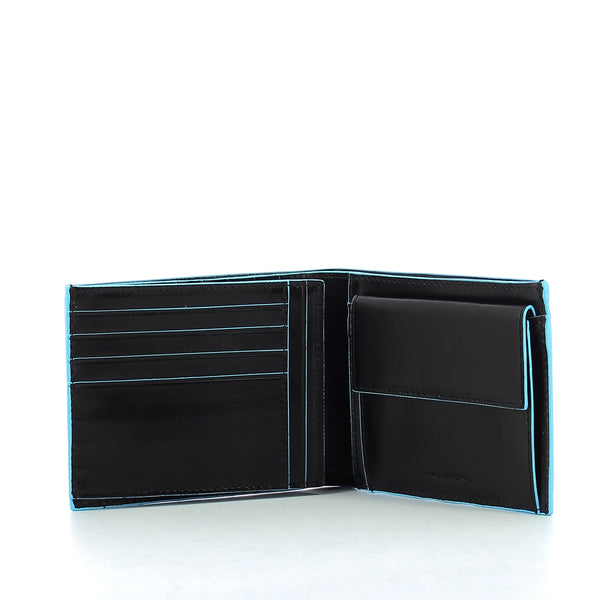 Piquadro - Wallet with coin pouch Blue Square - PU1240B2 - NERO