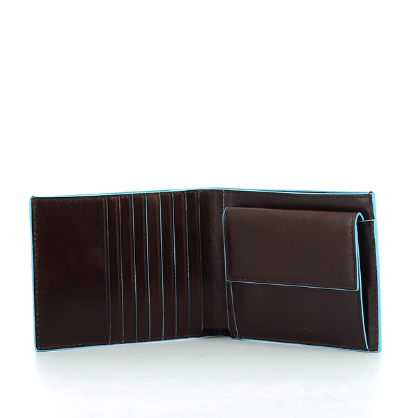Piquadro - Wallet with coin pouch Blue Square - PU1239B2R - MOGANO