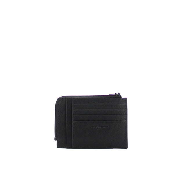 Piquadro - Zipped credit card holder Black Square - PU1243B3R - NERO