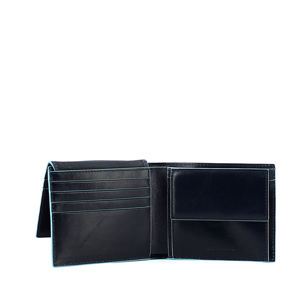Piquadro - Men wallet with coin pouch Blue Square - PU4518B2R - BLU2