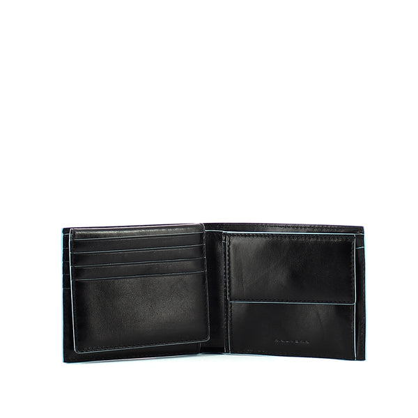 Piquadro - Men wallet with coin pouch Blue Square - PU4518B2R - NERO