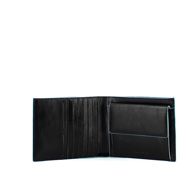 Piquadro - Men wallet with coin pouch Blue Square - PU1239B2R - NERO