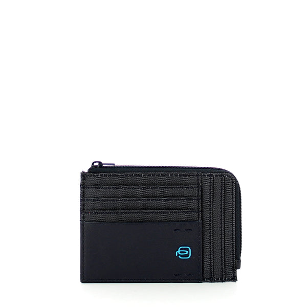 Piquadro - P16 credit card zipped pouch - PU1243P16 - CHEV/BLU