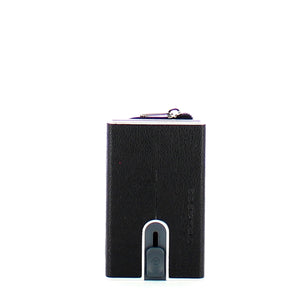 Piquadro - Porta carte di credito con Sliding System e portamonete Black Square RFID - PP5359B3R - NERO