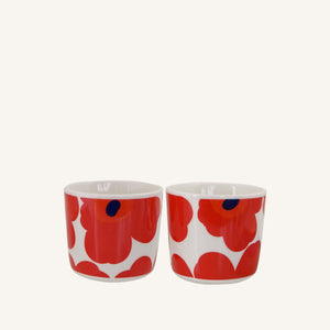 Marimekko - Set 2 Oiva/Unikko Coffee Cup 2 dl - 067849 - WHITE,/RED