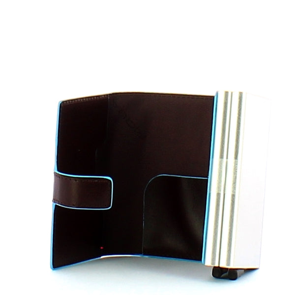 Piquadro -Porta carte di Credito Con Doppio滑動系統藍色正方形RFID -PP5472B2R -MOGANO