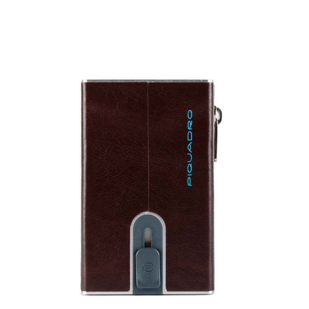 Piquadro - Porta carte di credito con Sliding System con portamonete e banconote RFID Blue Square - PP5585B2R - MOGANO
