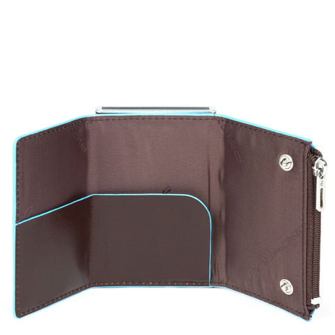 Piquadro - Porta carte di credito con Sliding System con portamonete e banconote RFID Blue Square - PP5585B2R - MOGANO