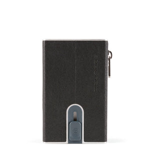 Piquadro - Porta carte di credito con Sliding System con portamonete RFID Black Square - PP5585B3R - NERO