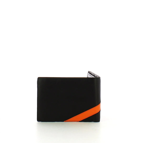 Piquadro - Portafoglio con portamonete RFID PQ-Line - PU257PQNR - NERO/ARANCIO