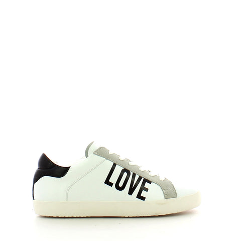 Love Moschino-絨面革中的運動鞋con徽標e插入-JA15532G0E -Bianco -nero