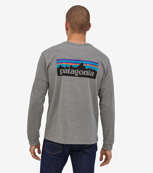 Patagonia - T-Shirt a maniche lunghe P-6 Logo Responsibili-Tee® Gravel Heather - 38518 - GRAVEL/HEATHER