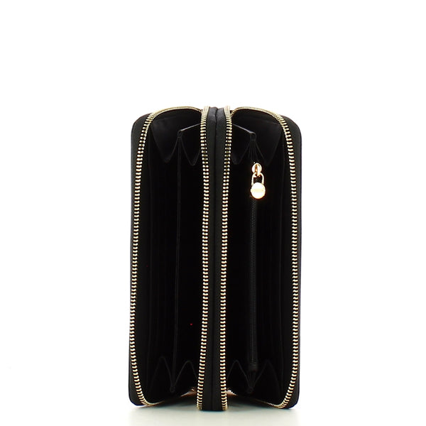 Borbonese - Portafoglio Large RFID in Nylon Riciclato Doppia Zip Around Dark Black - 930160I15 - DARK/BLACK