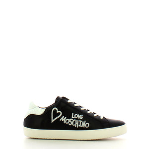 Love Moschino - Sneakers in pelle Logo Emboidery Nero Bianco - JA15292G1F - NERO+BIANCO