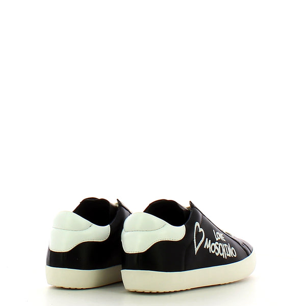 Love Moschino - Sneakers in pelle Logo Emboidery Nero Bianco - JA15292G1F - NERO+BIANCO