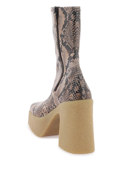 Stella mccartney skyla wedge ankle boots in alter python 800252 AP0180 COFFEE