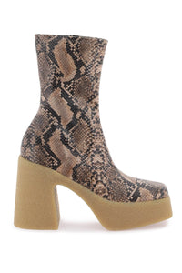 Stella mccartney skyla 蟒蛇紋坡跟踝靴 800252 AP0180 COFFEE