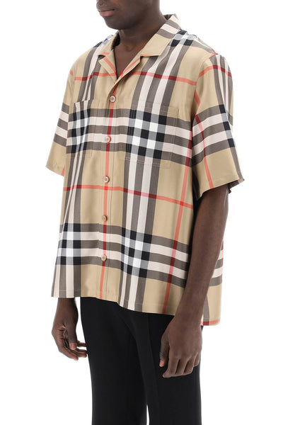 Burberry bowling shirt in tartan silk 8050279 ARCHIVE BEIGE IP CHK