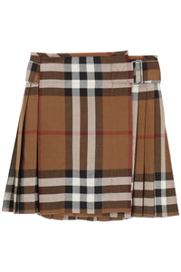 Burberry exaggerated check pleated wool mini skirt 8063237 DARK BIRCH BROWN CHK