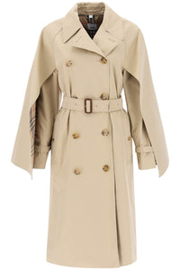 Burberry 'ness' double-breasted raincoat in cotton gabardine 8073541 HONEY