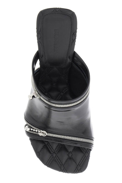 Burberry 光面皮革窺視穆勒鞋 8080259 黑色