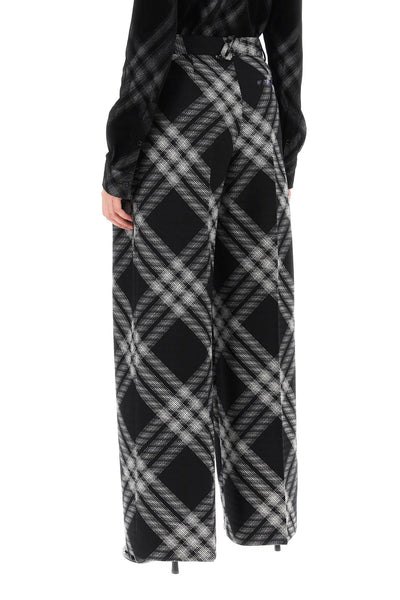 Burberry double pleated checkered palazzo pants 8081401 MONOCHROME IP CHECK