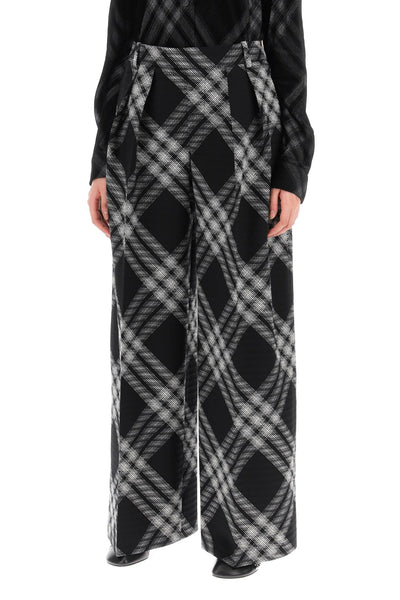Burberry double pleated checkered palazzo pants 8081401 MONOCHROME IP CHECK