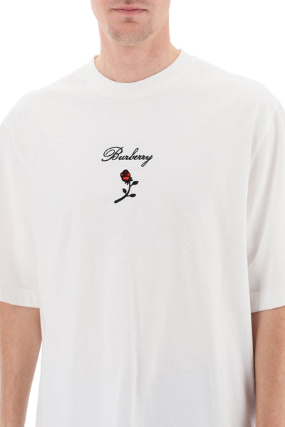 Burberry loose fit t-shirt with rose 8083728 RAIN