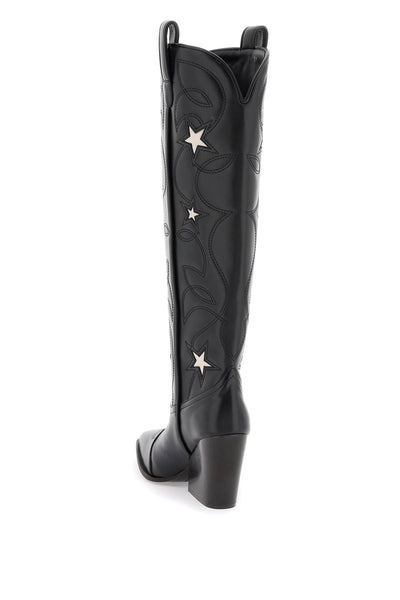 Stella mccartney texan boots with star embroidery 810259 E00122 BLACK STONE