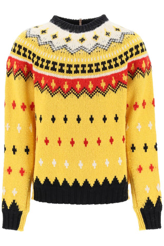 Moncler grenoble fair isle sweater in wool and alpaca 9C000 01 M2865 YELLOW