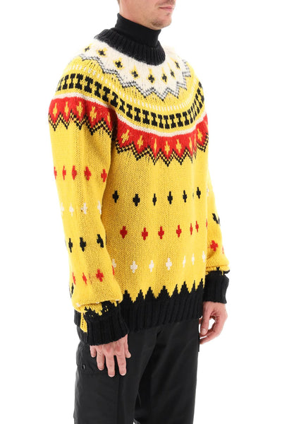 Moncler grenoble fair isle sweater in wool and alpaca 9C000 01 M2865 YELLOW